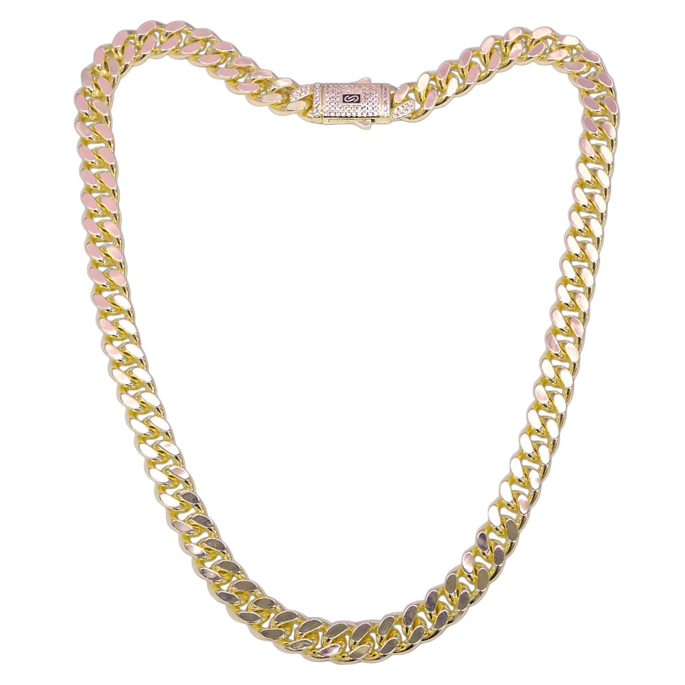 ORO LAMINADO GOLD FILLED 10MM MIAMI CUBAN CHAIN W/ LUX CLASP