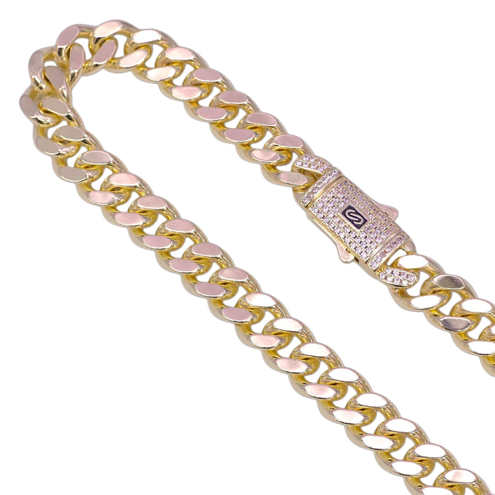 ORO LAMINADO GOLD FILLED 10MM MIAMI CUBAN CHAIN W/ LUX CLASP