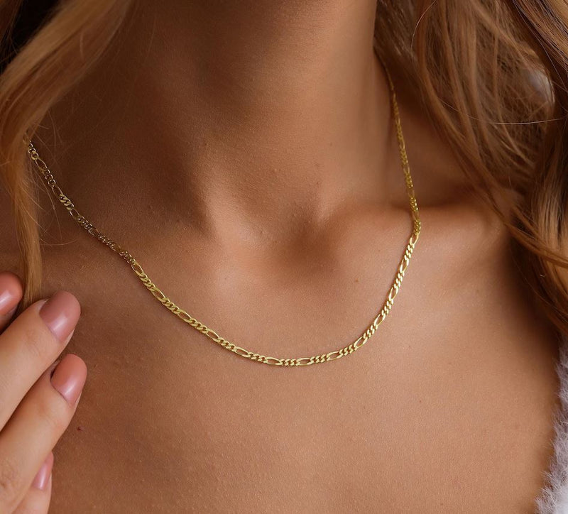 ORO LAMINADO GOLD FILLED 2.5MM PETITE FIGARO CHAIN NECKLACE
