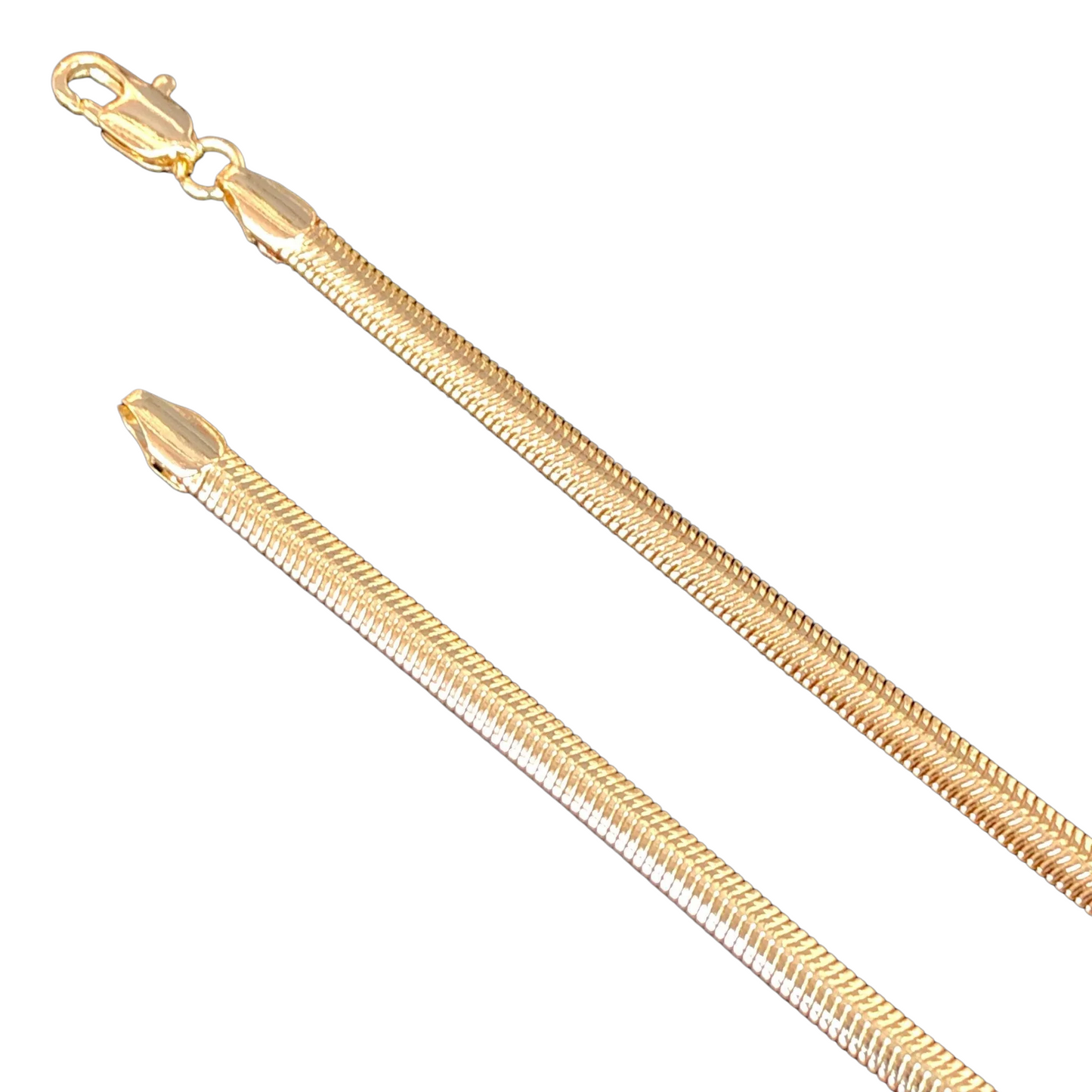 ORO LAMINADO GOLD FILLED 4MM MAUI HERRINGBONE CHAIN NECKLACE