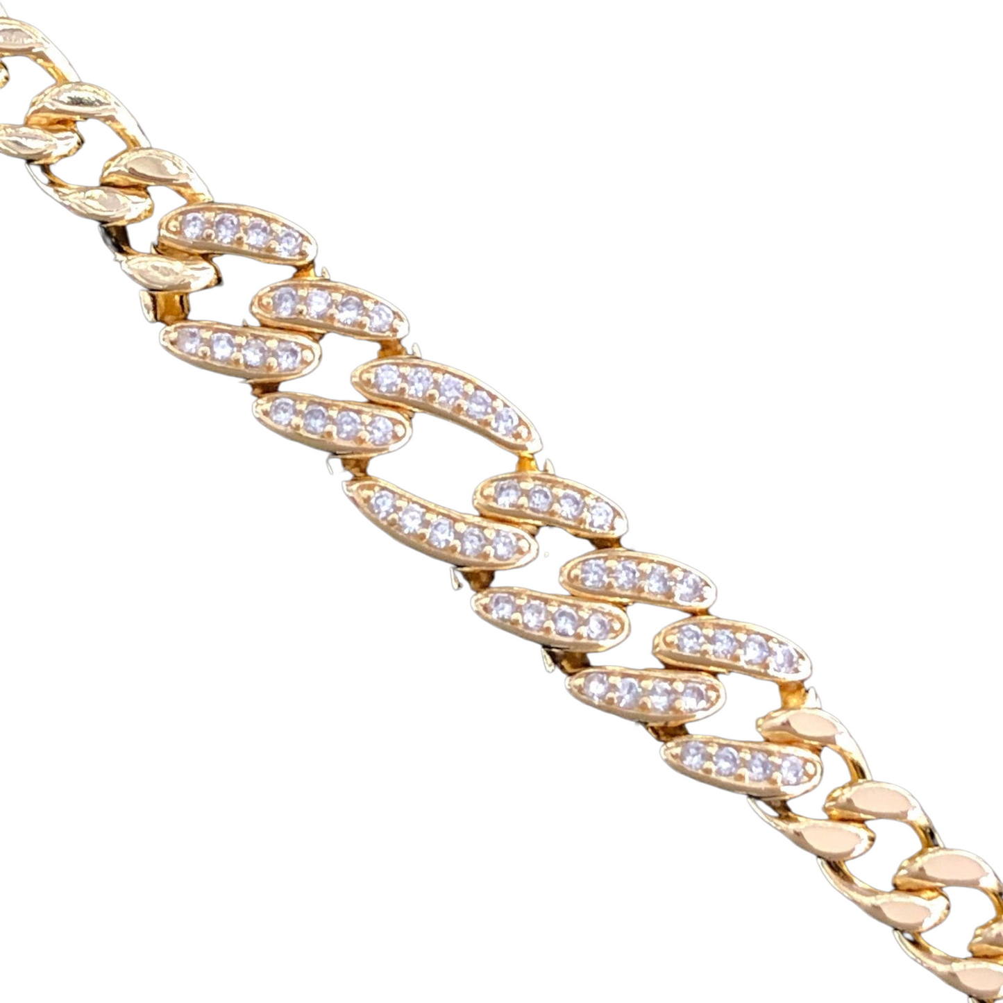 Oro Laminado Gold Filled Amelia Cuban Chain CZ Bracelet