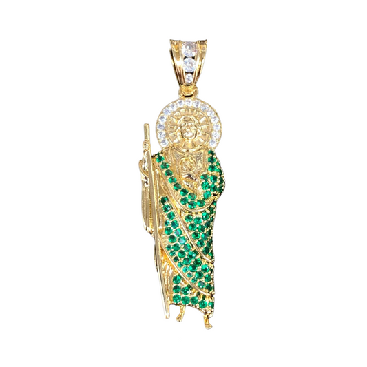 Oro Laminado Gold Filled Blessed San Judas CZ Pendant