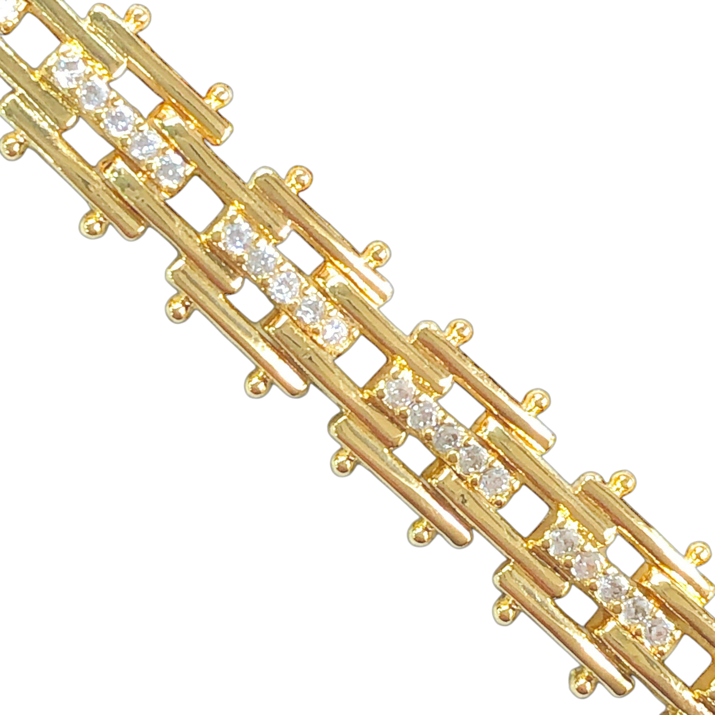 Oro Laminado Gold Filled CZ Bohemian Link Bracelet Sale price