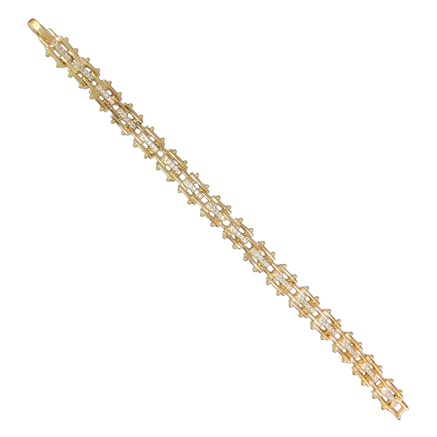 Oro Laminado Gold Filled CZ Bohemian Link Bracelet Sale price