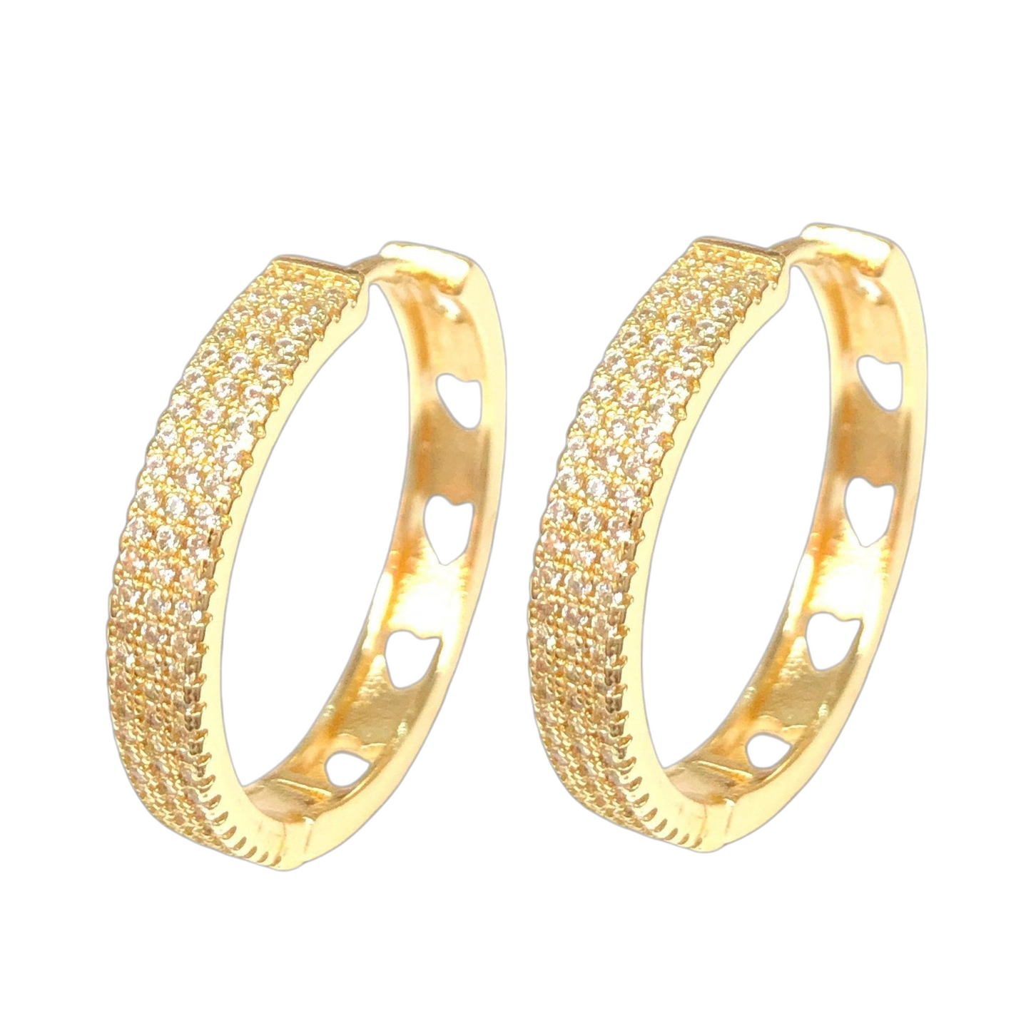 Oro Laminado Gold Filled Catania CZ Hoop Earrings Sale price