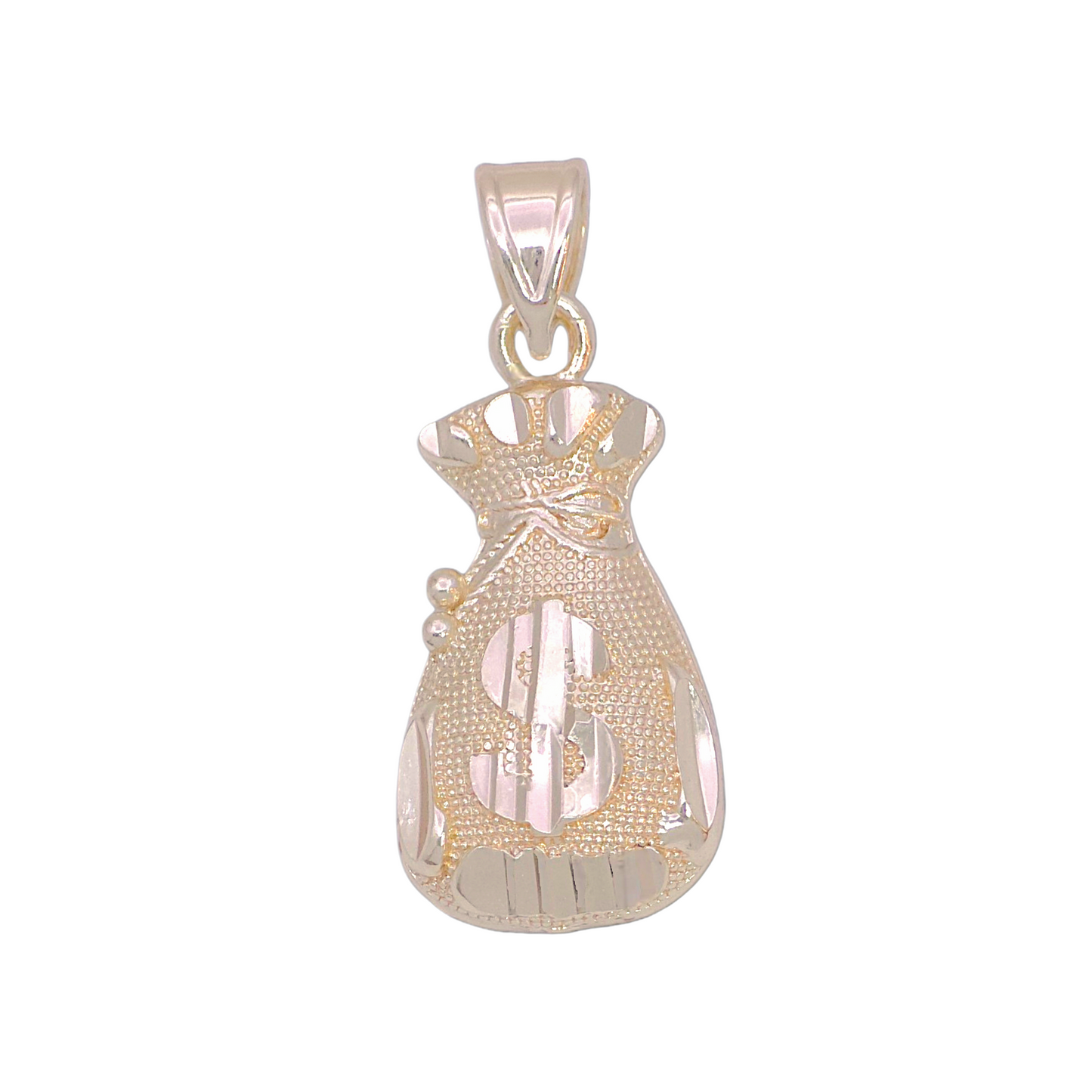 Oro Laminado Gold Filled Diamond Cut Money Bag Pendant