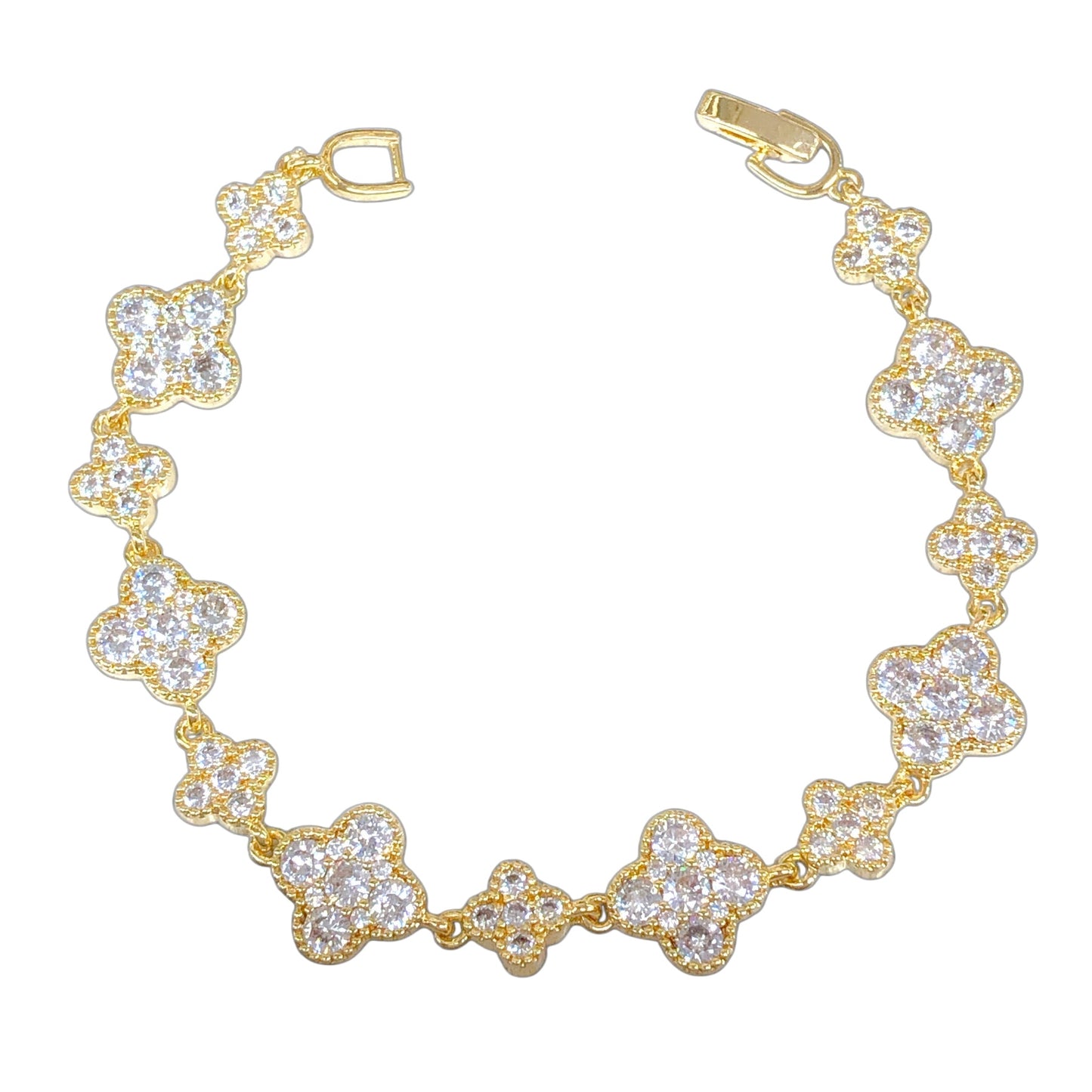 Oro Laminado Gold Filled Florencia Spring Blossom CZ Bracelet