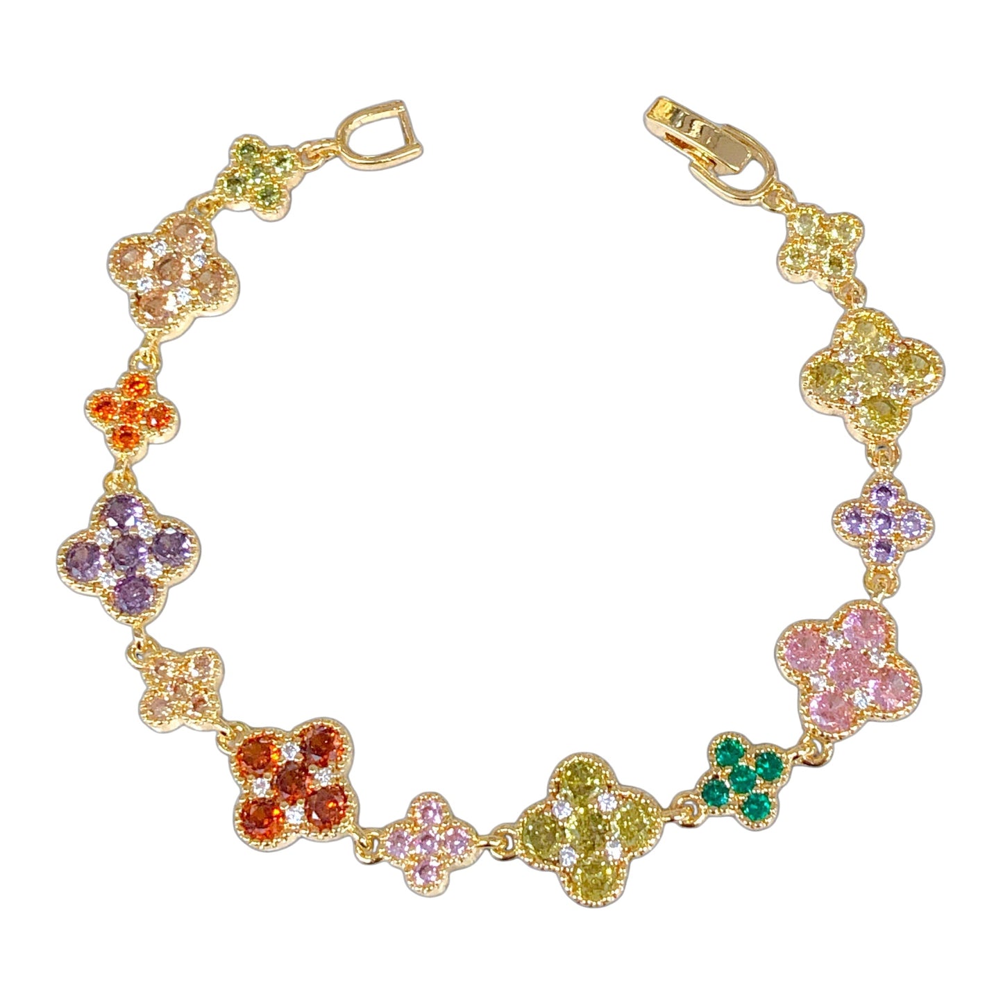 Oro Laminado Gold Filled Florencia Spring Blossom CZ Bracelet
