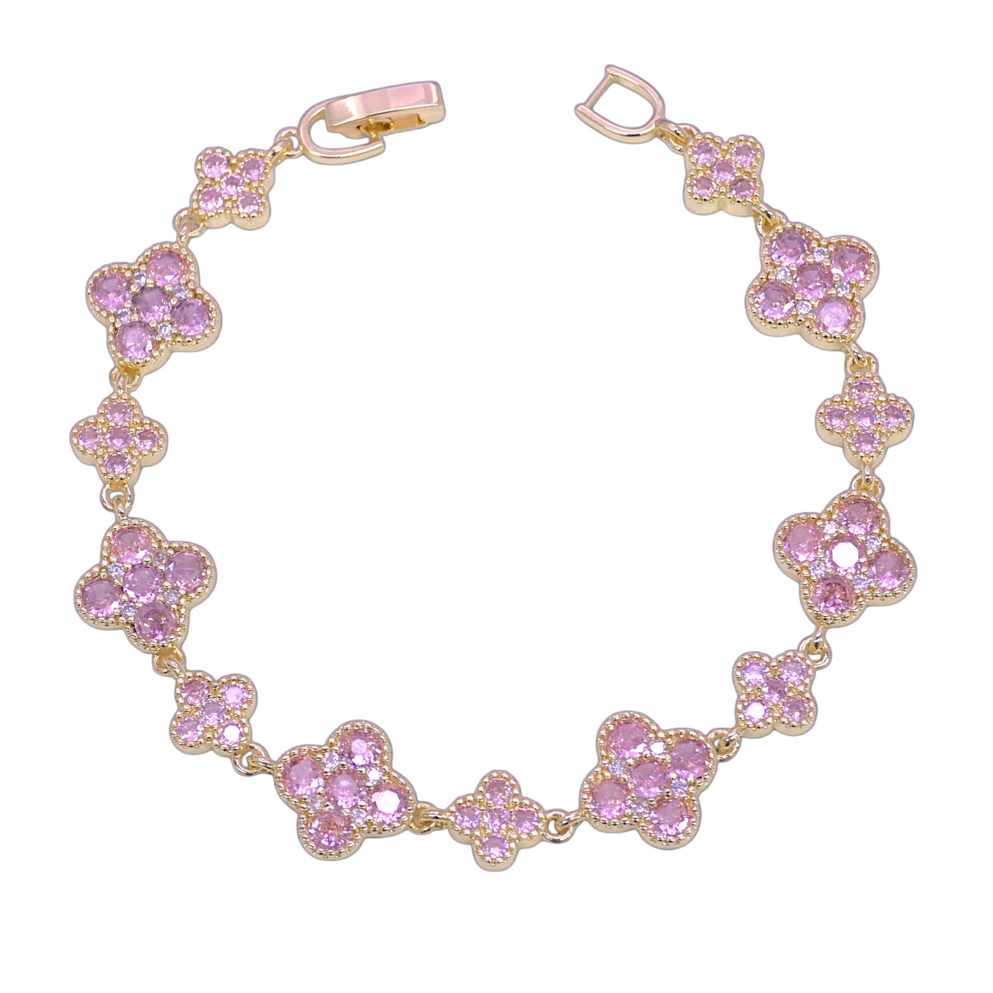 Oro Laminado Gold Filled Florencia Spring Blossom CZ Bracelet