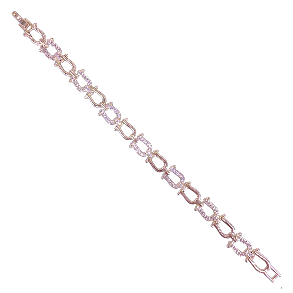 ORO LAMINADO GOLD FILLED FRENCH HORSESHOE CHAIN BRACELET
