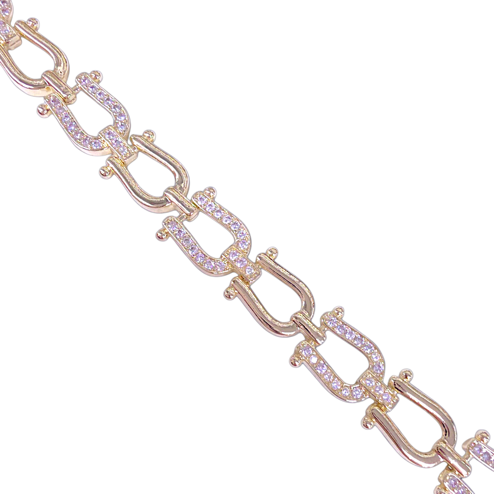 ORO LAMINADO GOLD FILLED FRENCH HORSESHOE CHAIN BRACELET