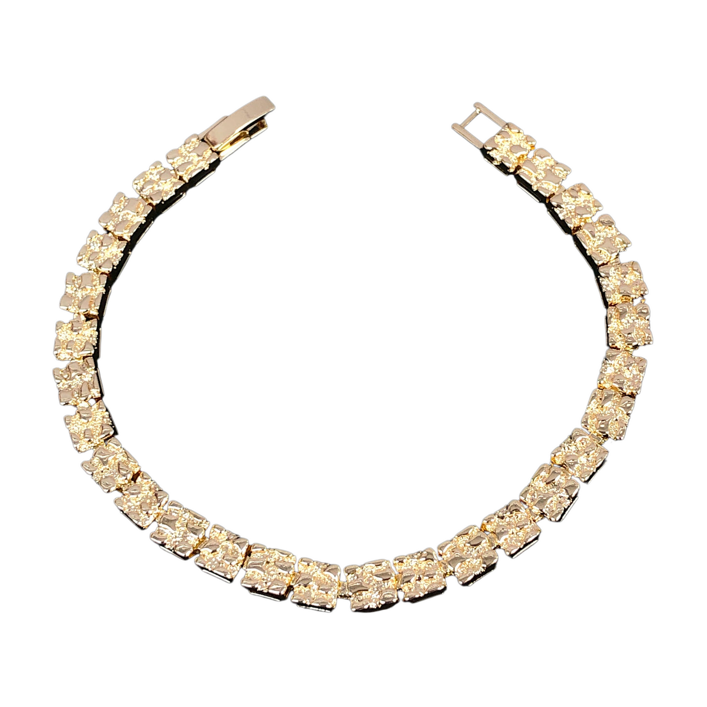 Oro Laminado Gold Filled French Style Nugget Bracelet (8mm 10mm 12mm)
