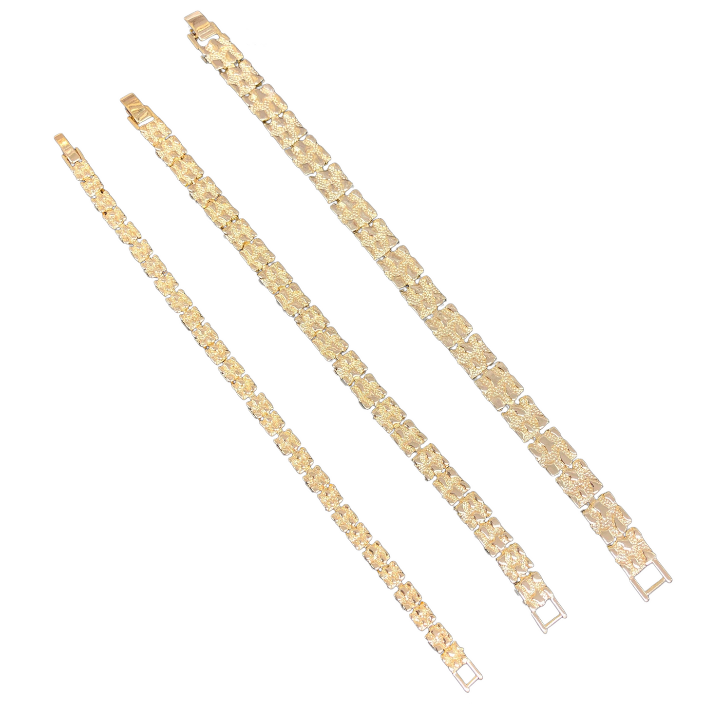 Oro Laminado Gold Filled French Style Nugget Bracelet (8mm 10mm 12mm)
