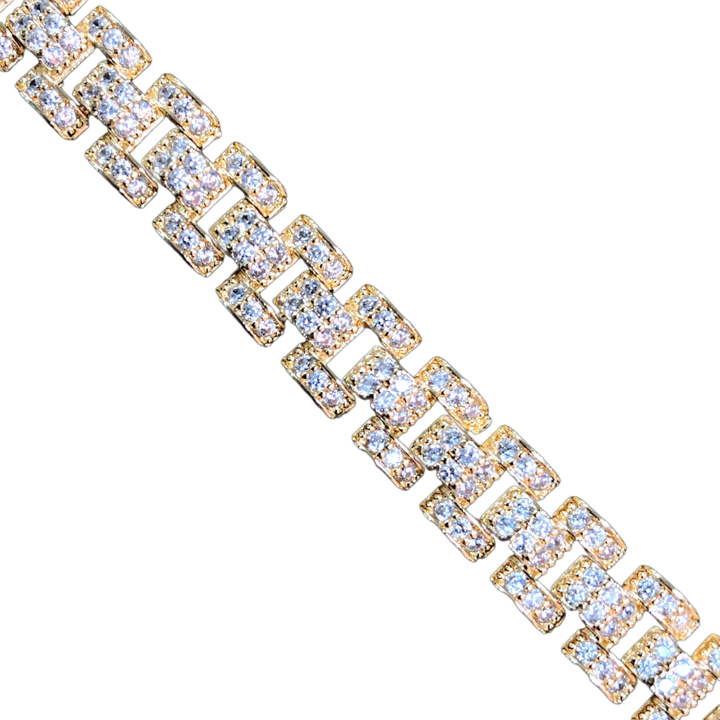 Oro Laminado Gold Filled Iced Out Rolx Style CZ Bracelet