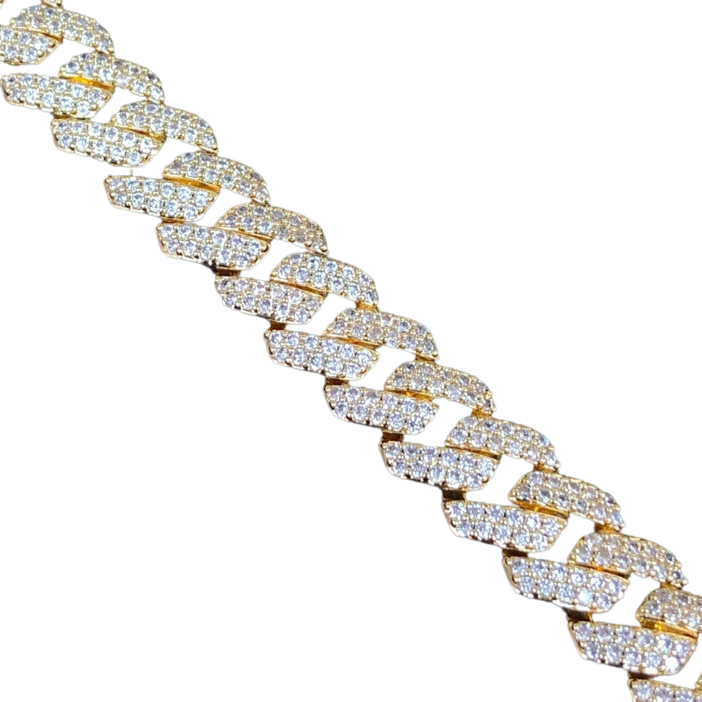 Oro Laminado Gold Filled Icy Italian Cuban Link CZ Bracelet