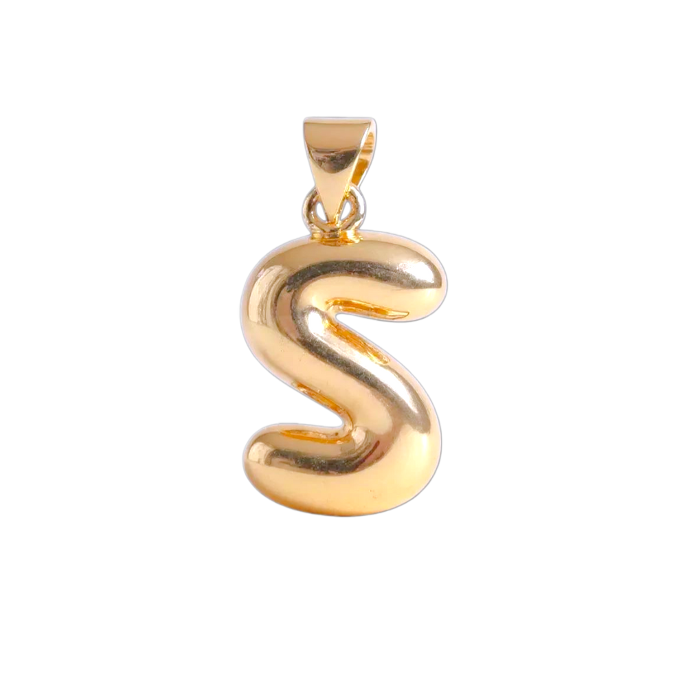 Oro Laminado Gold Filled Italia Bubble Letter Pendant Charms