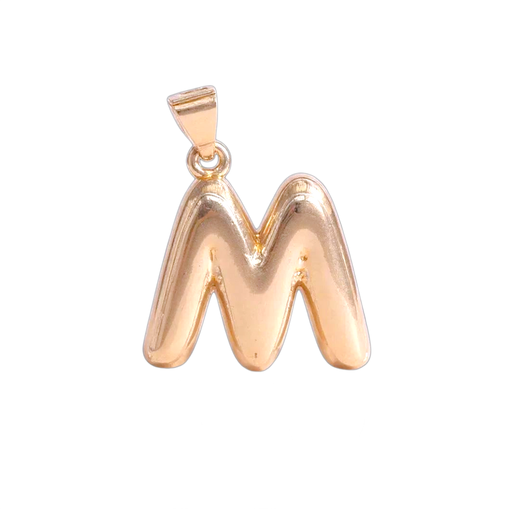 Oro Laminado Gold Filled Italia Bubble Letter Pendant Charms
