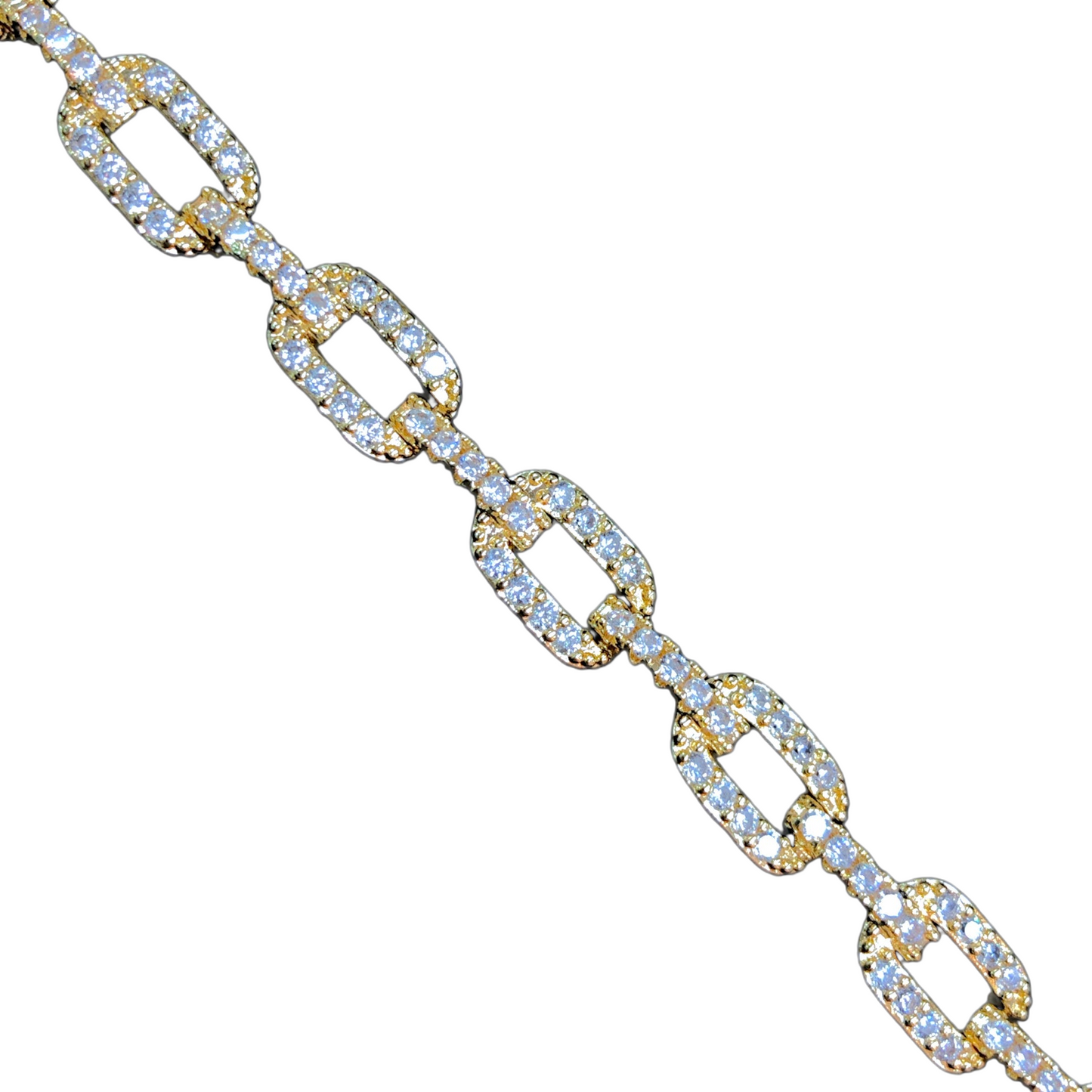 Oro Laminado Gold Filled Lugano Fancy Cuban CZ Bracelet