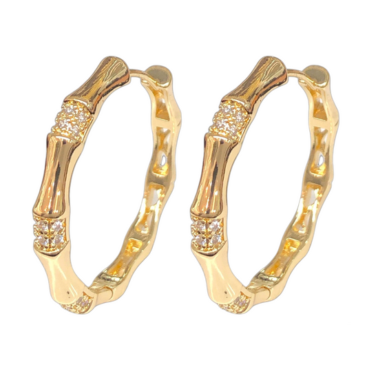 Oro Laminado Gold Filled Norwegian Princess CZ Hoop Earrings