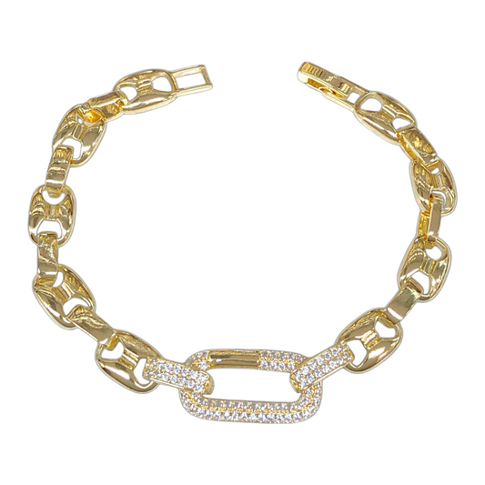 Oro Laminado Gold Filled Petite Mariner Gilded Clip Bracelet
