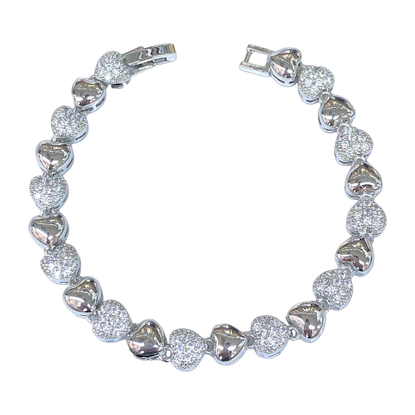 Oro Laminado Gold Filled Venetian Heart Zirconia Bracelet