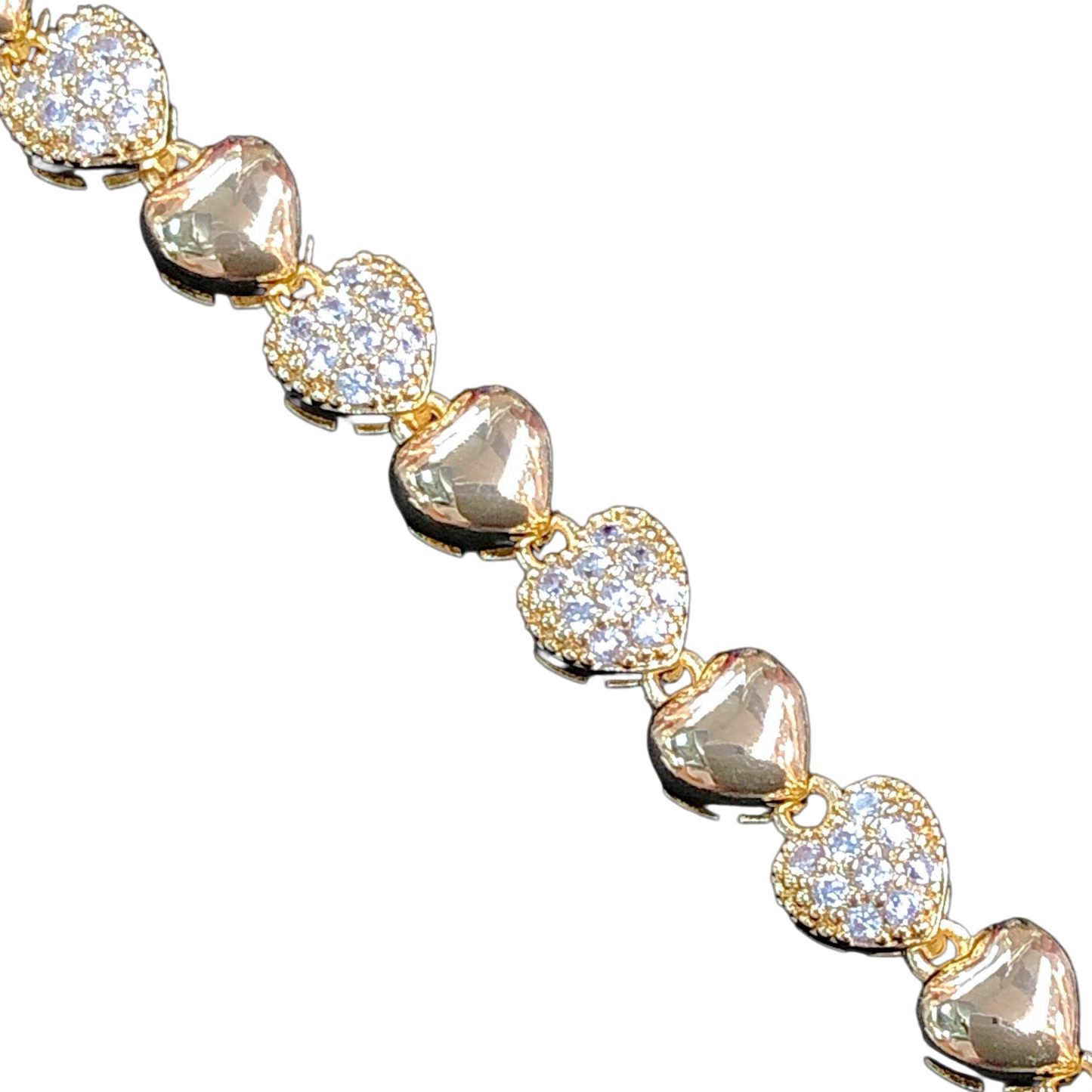 Oro Laminado Gold Filled Venetian Heart Zirconia Bracelet