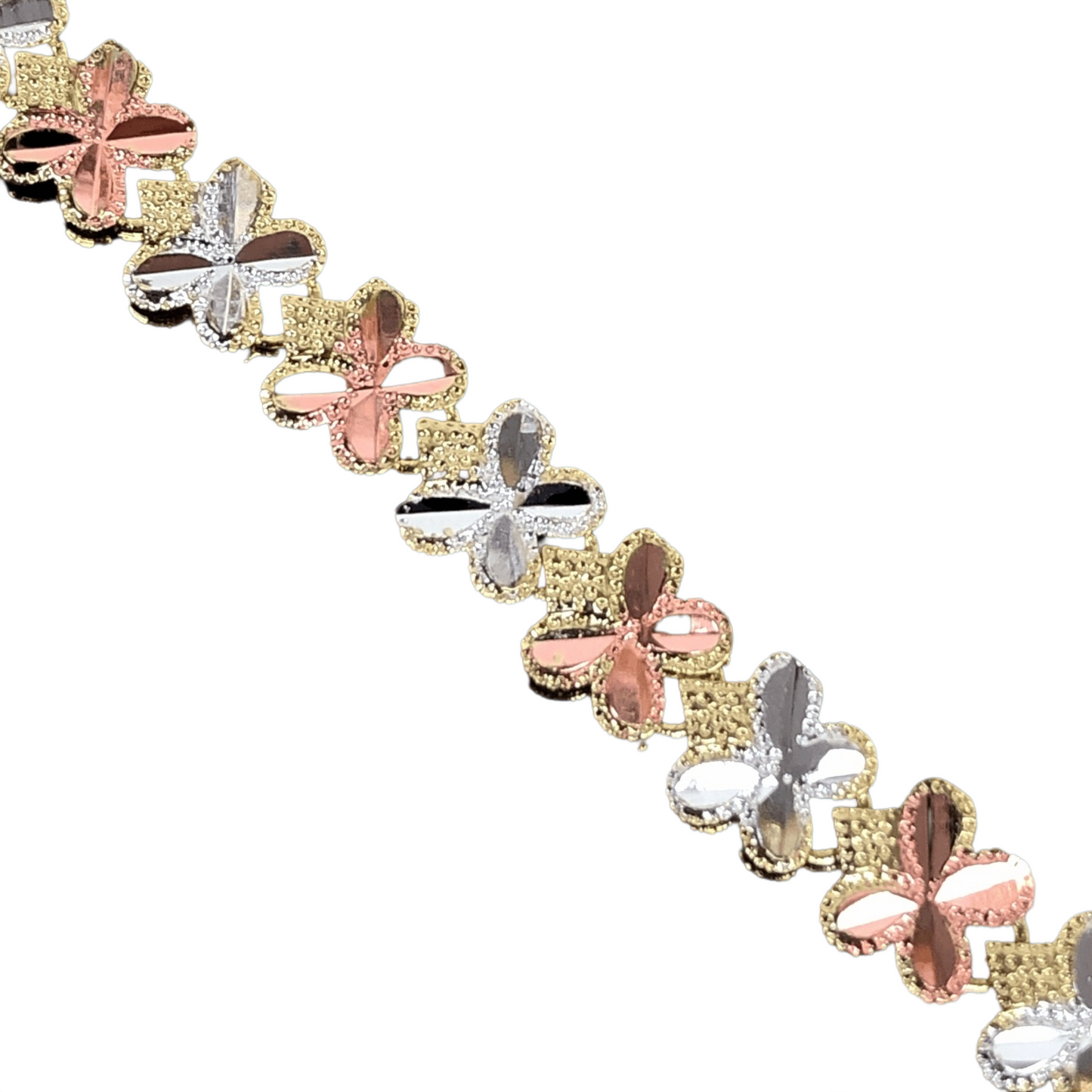 Oro Laminado Gold Filled Tricolor Parisian Edition Butterfly Bracelet