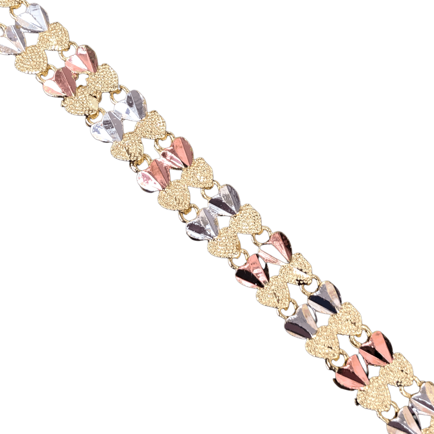 Oro Laminado Gold Filled Tricolor Parisian Edition Eternal Heart Bracelet