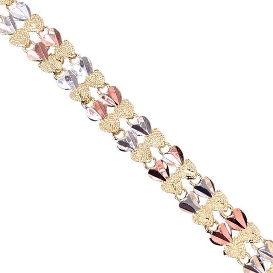 Oro Laminado Gold Filled Tricolor Parisian Edition Eternal Heart Bracelet