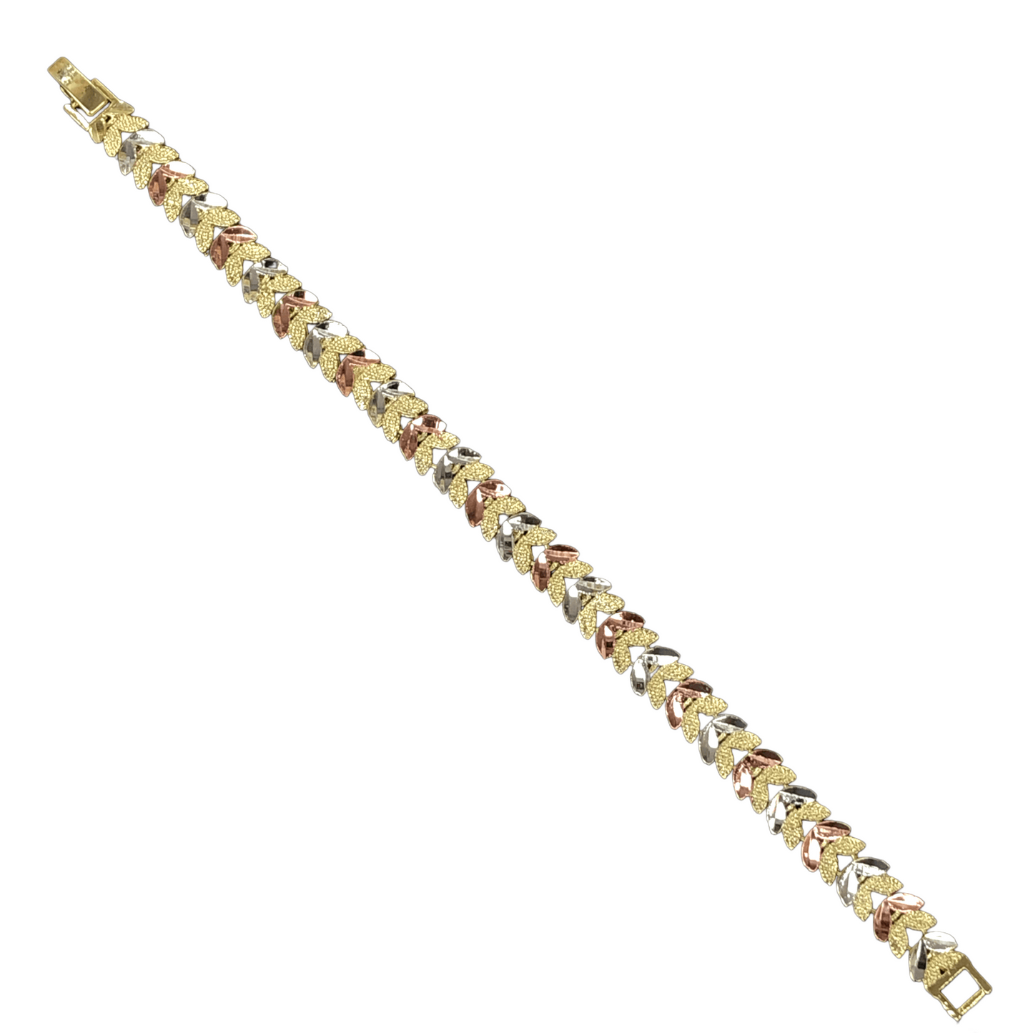 Oro Laminado Gold Filled Tricolor Parisian Leaf Bracelet