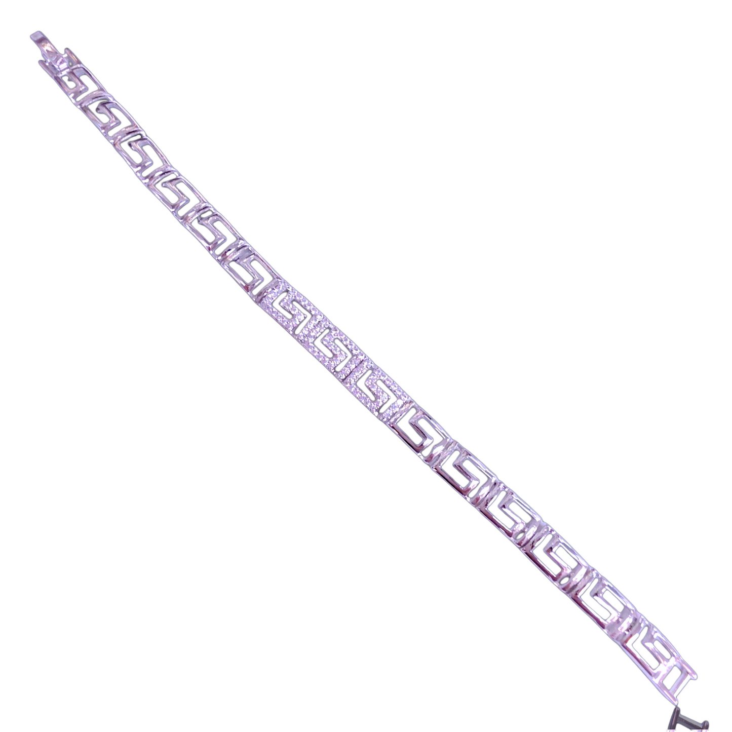 Oro Laminado Gold Filled Royal Roman Pattern CZ Bracelet