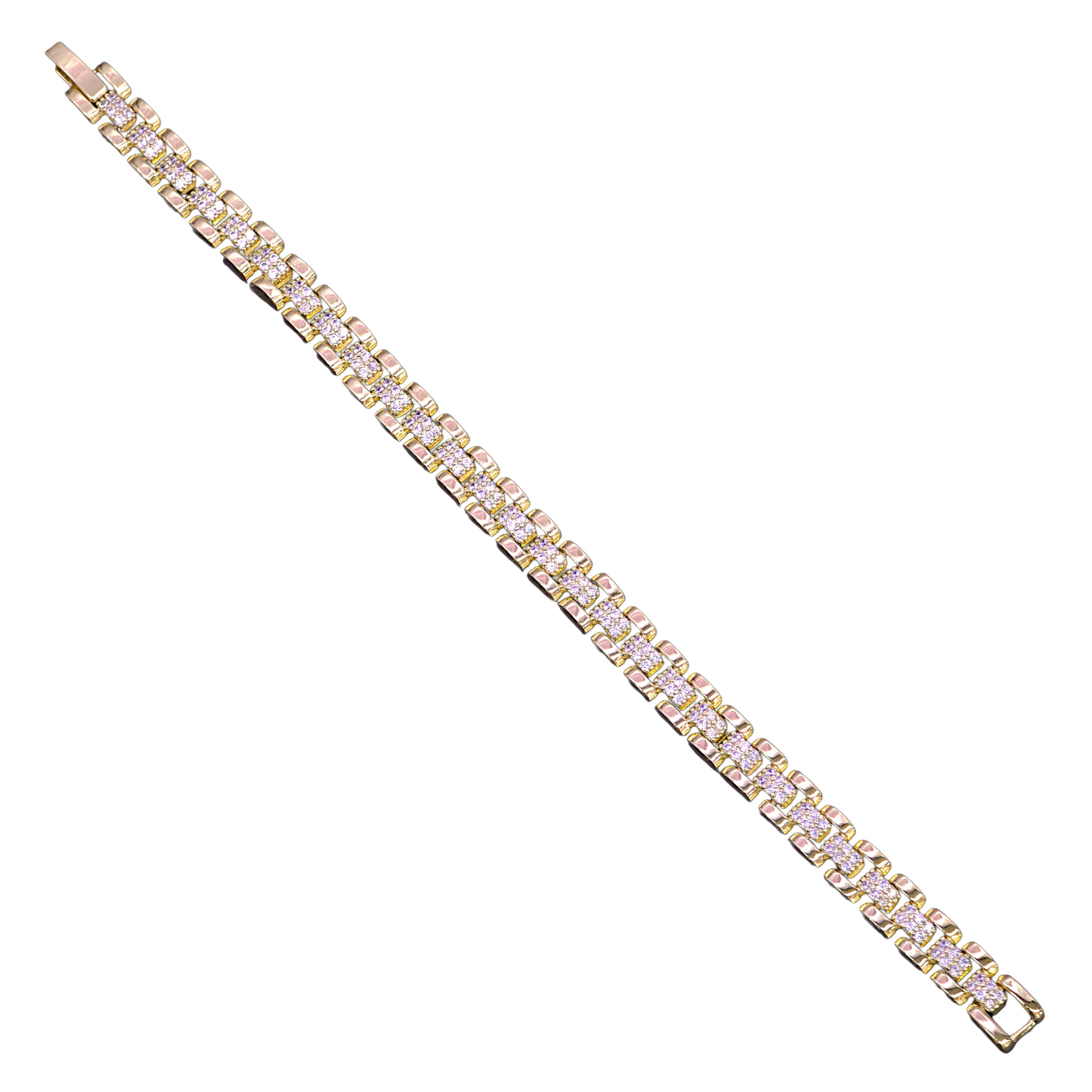 GOLD FILLED ORO LAMINADO LUXE ROLX ZIRCONIA BRACELET