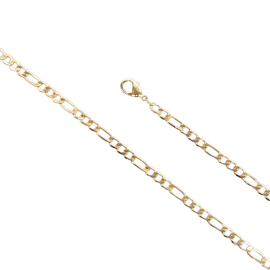 18K ORO LAMINADO GOLD FILLED 3MM FIGARO CHAIN Necklace