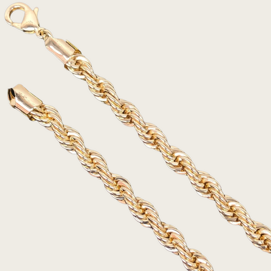 ORO LAMINADO GOLD FILLED 6MM ROPE CHAIN NECKLACE
